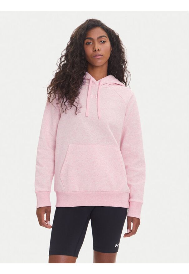 Under Armour Bluza Ua Rival 1379500 Różowy Loose Fit. Kolor: różowy. Materiał: bawełna