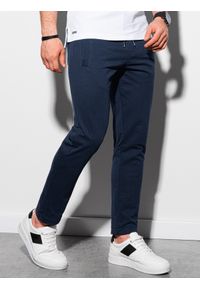 Ombre Clothing - Spodnie męskie dresowe P950 - granatowe - M. Kolor: niebieski. Materiał: dresówka. Styl: klasyczny #4