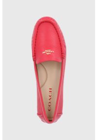 Coach mokasyny skórzane Marley Leather damskie kolor czerwony na płaskim obcasie. Nosek buta: okrągły. Kolor: czerwony. Materiał: skóra. Wzór: gładki. Obcas: na obcasie. Wysokość obcasa: niski #4