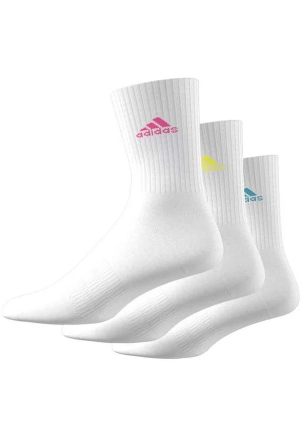 Adidas - Skarpety Treningowe adidas Cushioned Crew 3 Pary. Kolor: biały. Materiał: guma, poliester, bawełna, elastan, nylon. Sport: piłka nożna