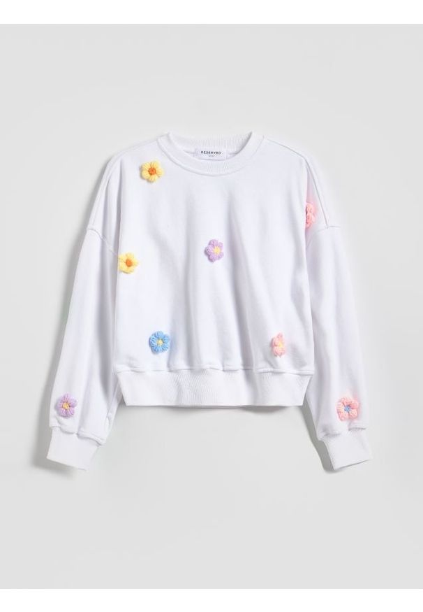 Reserved - Luźna bluza z kwiatkami - złamana biel. Materiał: bawełna. Wzór: kwiaty