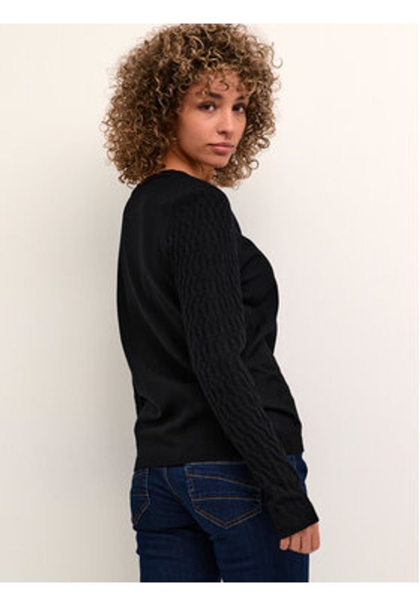 Cream Kardigan Crdela Cable Knit 10611771 Czarny Straight Fit. Kolor: czarny. Materiał: wiskoza
