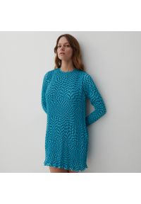 Reserved - Plisowana sukienka mini - Turkusowy. Kolor: turkusowy. Długość: mini #1