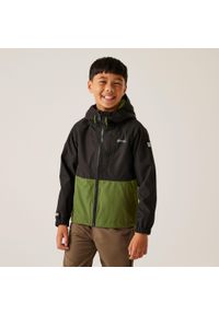 Regatta - Kurtka turystyczna przeciwdeszczowa dziecięca Hanleigh wodoodporna. Kolor: czarny. Materiał: poliester, tkanina #1