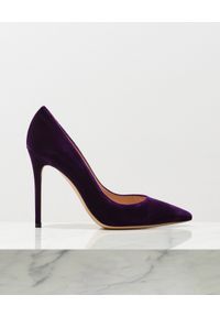 GIANVITO ROSSI - Fioletowe szpilki Velvet Pumps. Kolor: różowy, wielokolorowy, fioletowy. Materiał: tkanina, materiał. Obcas: na szpilce. Styl: klasyczny #2