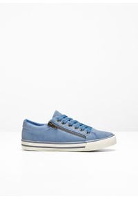 Sneakersy bonprix matowy niebieski. Kolor: niebieski. Materiał: syntetyk, materiał, skóra #1
