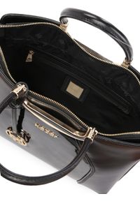 Kazar - Czarna biznesowa torebka z łączonych skór. Kolor: czarny. Materiał: lakierowane, skórzane. Styl: biznesowy #4