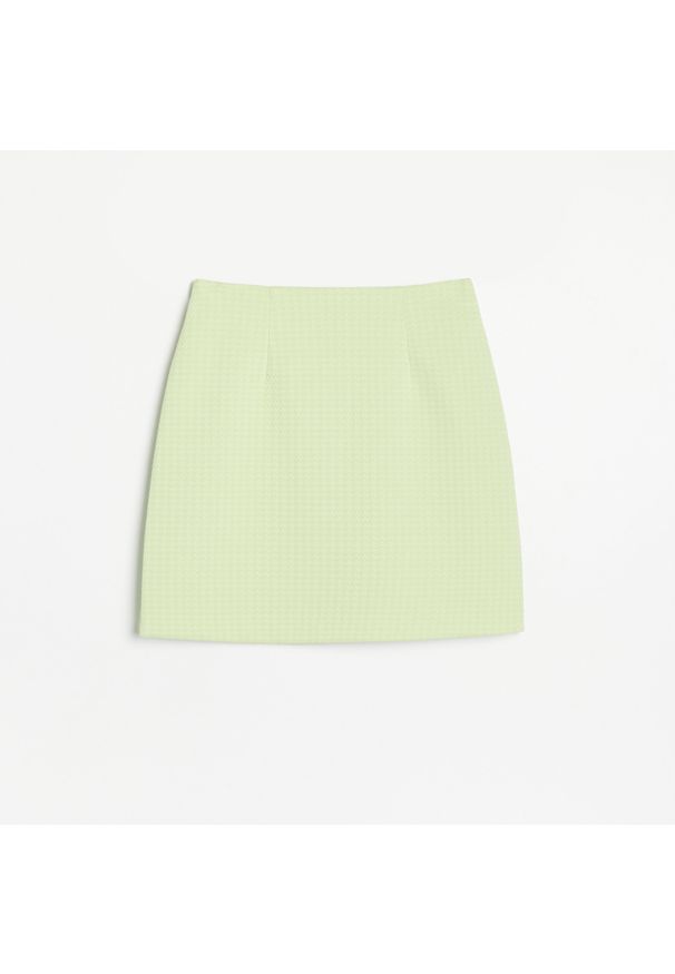 Reserved - Spódnica mini ze strukturalnej dzianiny - Zielony. Kolor: zielony. Materiał: dzianina