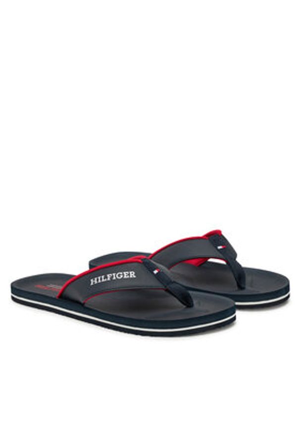 TOMMY HILFIGER - Tommy Hilfiger Japonki Padded Comfort Hilfiger B Sandal FM0FM05440 Granatowy. Kolor: niebieski. Materiał: skóra
