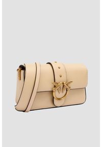 Pinko - PINKO Beżowa kopertówka Love One Mini Slouchy FL Vitello Morbido. Kolor: beżowy. Materiał: skórzane. Styl: casual, elegancki #8