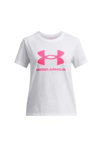 Koszulka dla dziewczynki Under Armour Big Logo. Kolor: biały. Sport: joga i pilates, fitness #1
