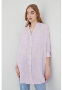 Vero Moda koszula bawełniana damska kolor fioletowy relaxed. Kolor: fioletowy. Materiał: bawełna. Długość rękawa: długi rękaw. Długość: długie