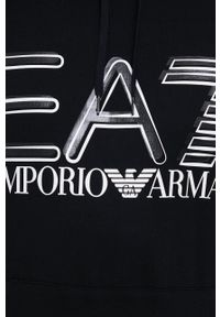 EA7 Emporio Armani Bluza bawełniana męska kolor czarny z kapturem z nadrukiem. Okazja: na co dzień. Typ kołnierza: kaptur. Kolor: czarny. Materiał: bawełna. Wzór: nadruk. Styl: casual