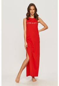 Emporio Armani Underwear - Emporio Armani - Sukienka. Okazja: na co dzień. Kolor: czerwony. Materiał: dzianina. Wzór: nadruk. Typ sukienki: proste. Styl: casual #1