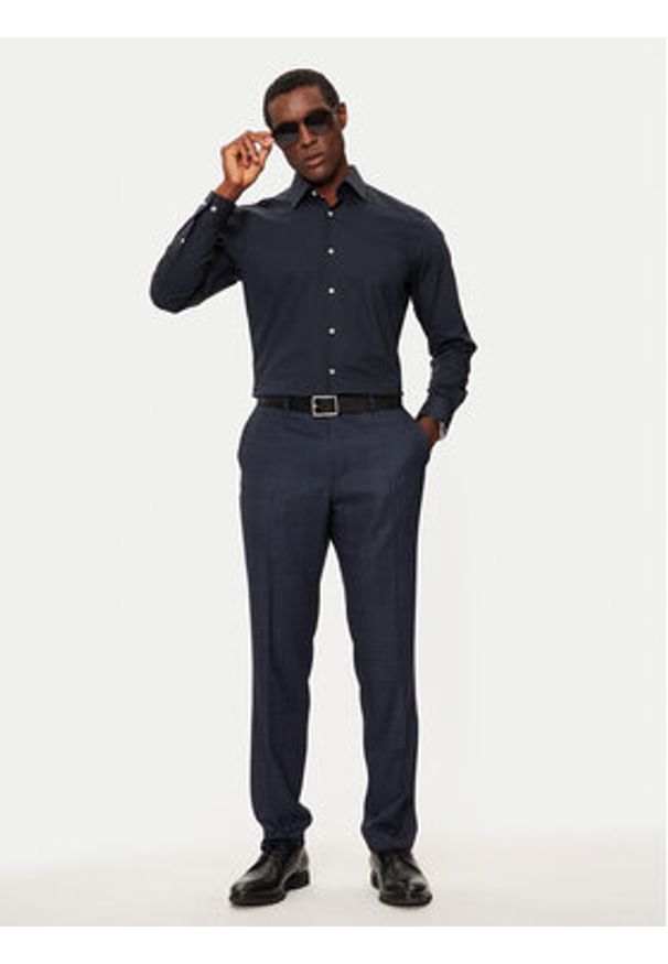 BOSS - Boss Koszula H-Hank 50519859 Granatowy Slim Fit. Kolor: niebieski. Materiał: bawełna