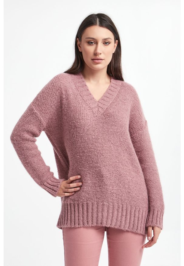 Marella - Sweter damski Colla MARELLA MONOCHROME. Materiał: prążkowany. Wzór: ze splotem