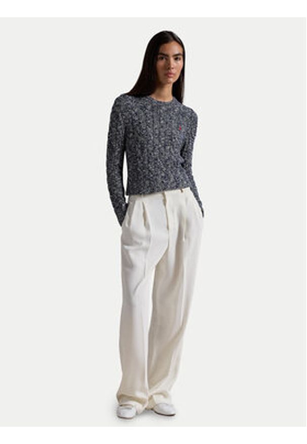 Polo Ralph Lauren Sweter 211947924002 Granatowy Slim Fit. Typ kołnierza: polo. Kolor: niebieski. Materiał: bawełna