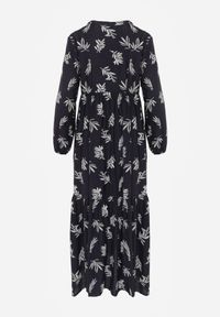 Born2be - Niebieska Rozkloszowana Sukienka z Wiskozy z Dekoltem na Guziki Watesa. Okazja: na co dzień. Kolor: niebieski. Materiał: wiskoza. Typ sukienki: rozkloszowane, proste. Styl: boho, casual #2