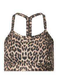 Sportowa biustonosz damski z nadrukiem Athlecia Bloom V2. Kolor: brązowy, niebieski, wielokolorowy. Wzór: nadruk #1