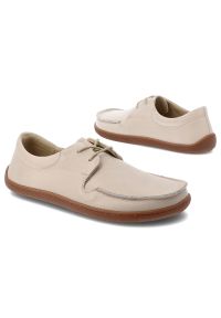 Beżowe Półbuty Armodo Skórzane Obuwie Damskie Barefoot. Okazja: na co dzień. Kolor: beżowy. Materiał: skóra. Wzór: grochy. Styl: casual, elegancki #4