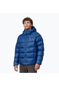 Kurtka puchowa męska Patagonia Fitz Roy Down Hoody. Kolor: niebieski. Materiał: puch. Sport: turystyka piesza