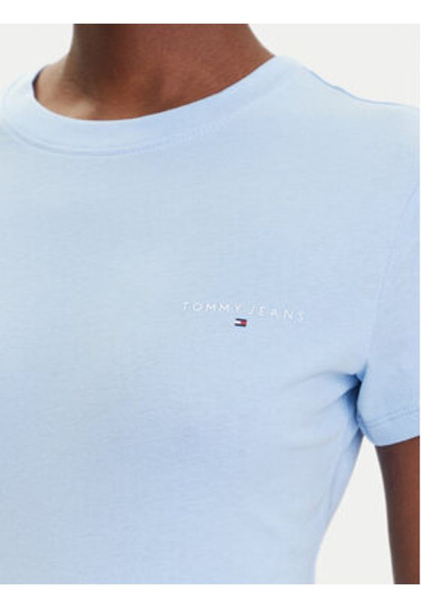 Tommy Jeans T-Shirt Linear DW0DW21164 Błękitny Slim Fit. Kolor: niebieski. Materiał: bawełna
