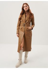 Ochnik - Skórzany długi płaszcz damski. Kolor: brązowy. Materiał: skóra. Długość: długie #2