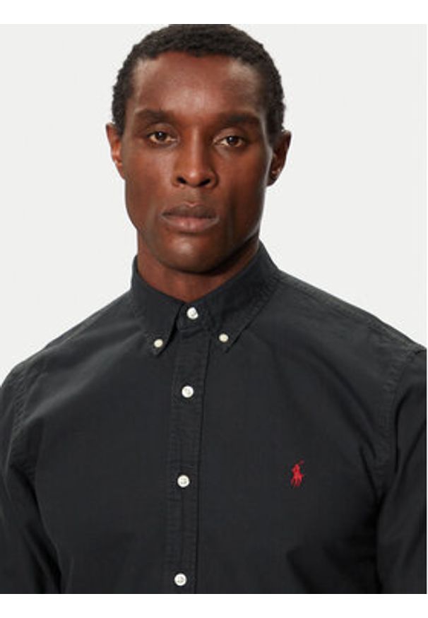 Polo Ralph Lauren Koszula Bsr 710772288 Czarny Slim Fit. Typ kołnierza: polo. Kolor: czarny. Materiał: bawełna
