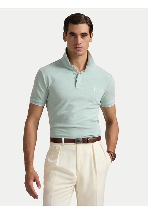 Polo Ralph Lauren Polo 710963494005 Zielony Custom Slim Fit. Typ kołnierza: polo. Kolor: zielony. Materiał: bawełna