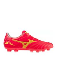 Buty piłkarskie męskie Mizuno Morelia Neo Iv Pro Md M. Zapięcie: sznurówki. Kolor: czerwony, żółty, wielokolorowy. Materiał: skóra, materiał. Szerokość cholewki: normalna. Sport: piłka nożna