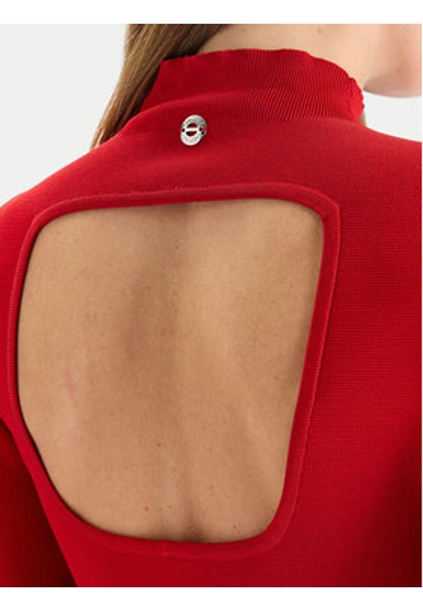 TwinSet - TWINSET Sukienka dzianinowa 252AT3010 Czerwony Slim Fit. Kolor: czerwony. Materiał: wiskoza