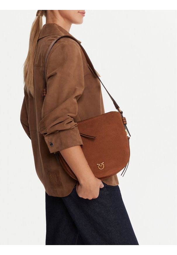 Pinko - PINKO Torebka Hobo Zip Around Mini Al 25-26 PLTT 105332 A2JH Brązowy. Kolor: brązowy. Materiał: skórzane, zamszowe