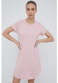 Calvin Klein Underwear koszula nocna damska kolor różowy. Kolor: różowy. Materiał: dzianina. Długość: krótkie. Wzór: nadruk