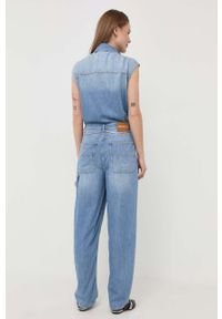 Miss Sixty kombinezon jeansowy kolor niebieski z dekoltem w szpic. Okazja: na co dzień. Kolor: niebieski. Materiał: jeans. Styl: casual #3