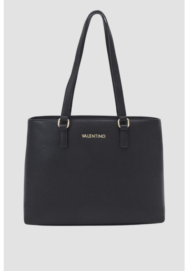 Valentino by Mario Valentino - VALENTINO Czarna shopperka Never Borsa. Kolor: czarny. Materiał: skórzane. Rozmiar: duże. Styl: elegancki, casual