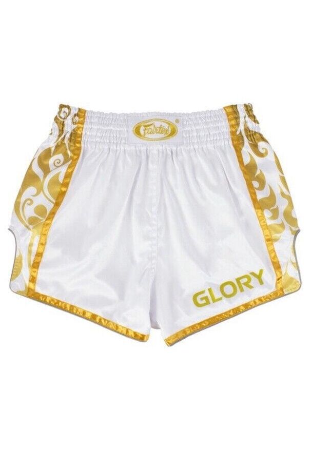 FAIRTEX - Spodenki Muay Thai Fairtex BSG2 Glory Białe/Złote L. Kolor: biały