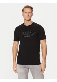 Guess T-Shirt M5RI12 J1314 Czarny Slim Fit. Kolor: czarny. Materiał: bawełna