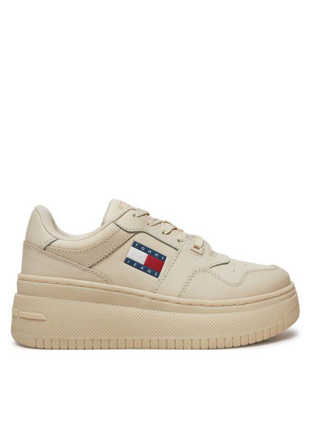 Tommy Jeans Sneakersy Retro Basket EN0EN02506 Beżowy. Kolor: beżowy. Materiał: skóra