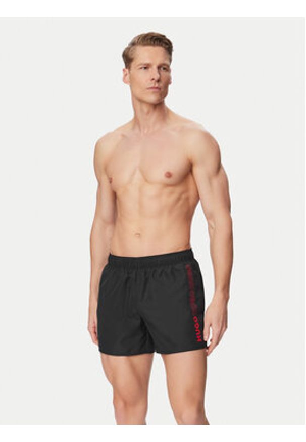 Hugo - HUGO Szorty kąpielowe Tiki 50561111 Czarny Regular Fit. Kolor: czarny. Materiał: syntetyk