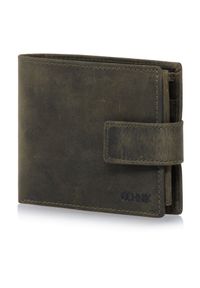 Ochnik - Mały khaki skórzany portfel męski. Kolor: zielony. Materiał: skóra #4