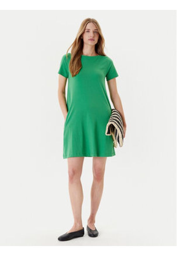 United Colors of Benetton - United Colors Of Benetton Sukienka codzienna 3Z1RDV01E Zielony Regular Fit. Okazja: na co dzień. Kolor: zielony. Materiał: bawełna. Typ sukienki: proste. Styl: casual