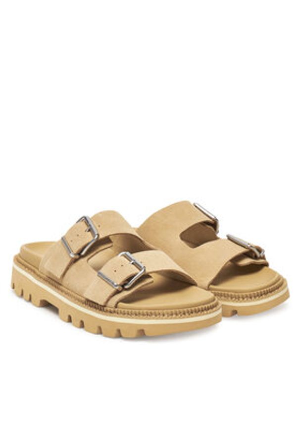 Tommy Jeans Klapki Tjw Double Strap Sandal Suede EN0EN02797 Brązowy. Kolor: brązowy. Materiał: zamsz, skóra