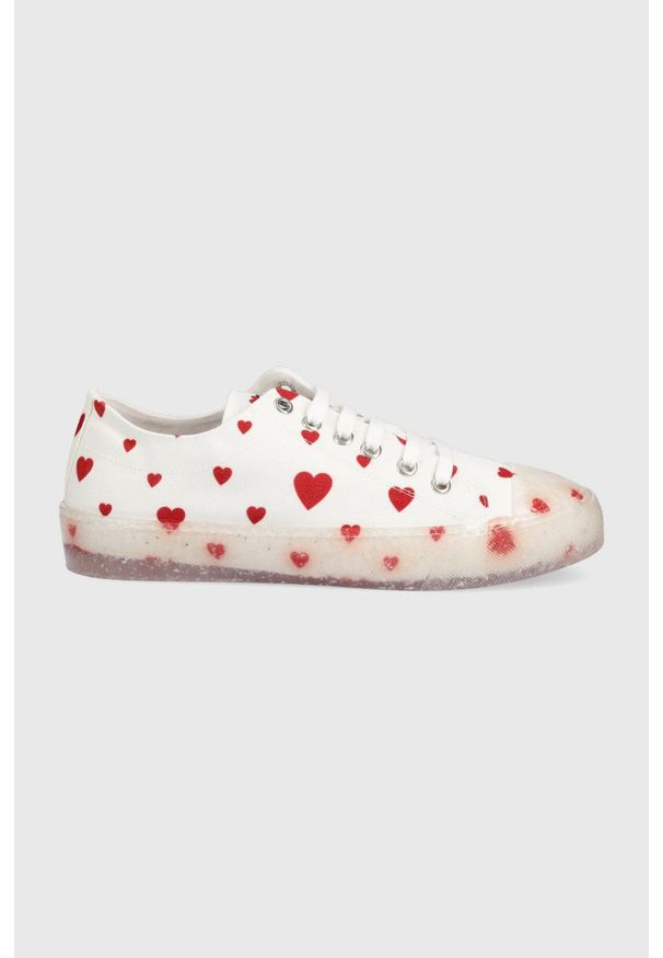 Love Moschino tenisówki damskie kolor biały. Nosek buta: okrągły. Zapięcie: sznurówki. Kolor: biały. Materiał: guma