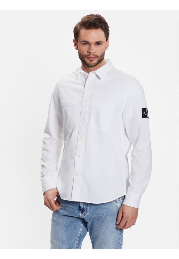 Koszula Calvin Klein Jeans. Kolor: biały. Materiał: bawełna
