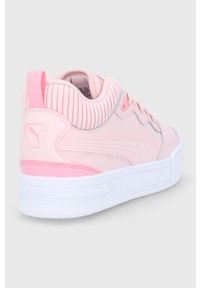 Puma Buty skórzane Skye Demi kolor różowy na platformie. Nosek buta: okrągły. Zapięcie: sznurówki. Kolor: różowy. Materiał: skóra. Obcas: na platformie #4