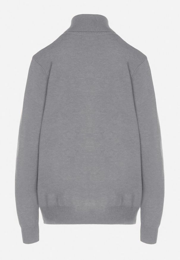 Born2be - Szary Casualowy Golf z Wełną o Prostym Kroju Reiselia. Okazja: na co dzień. Typ kołnierza: golf. Kolor: szary. Materiał: wełna. Styl: casual