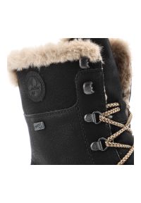 Czarne Botki Rieker Ocieplane Obuwie Damskie. Zapięcie: sznurówki. Kolor: czarny. Materiał: materiał. Sezon: zima. Styl: elegancki #7