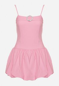 Born2be - Różowa Sukienka Typu Bombka z Cyrkoniową Klamrą z Podszewką Typu Szorty Nessim. Okazja: na imprezę. Kolor: różowy. Długość rękawa: na ramiączkach. Sezon: lato. Typ sukienki: bombki. Styl: elegancki #4