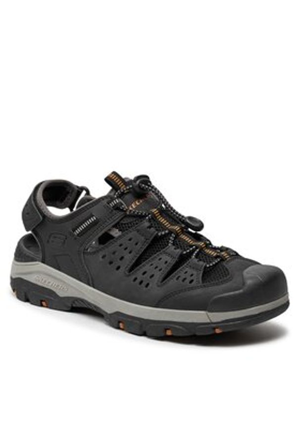 skechers - Skechers Sandały Tresmen-Menard 205113/BLK Czarny. Kolor: czarny. Materiał: skóra