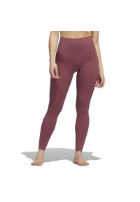 Adidas - Legginsy adidas Yoga 4 Elements 7/8 Tights HD4485 - bordowe. Stan: podwyższony. Kolor: czerwony. Materiał: elastan, poliester. Wzór: aplikacja. Styl: sportowy, klasyczny. Sport: fitness